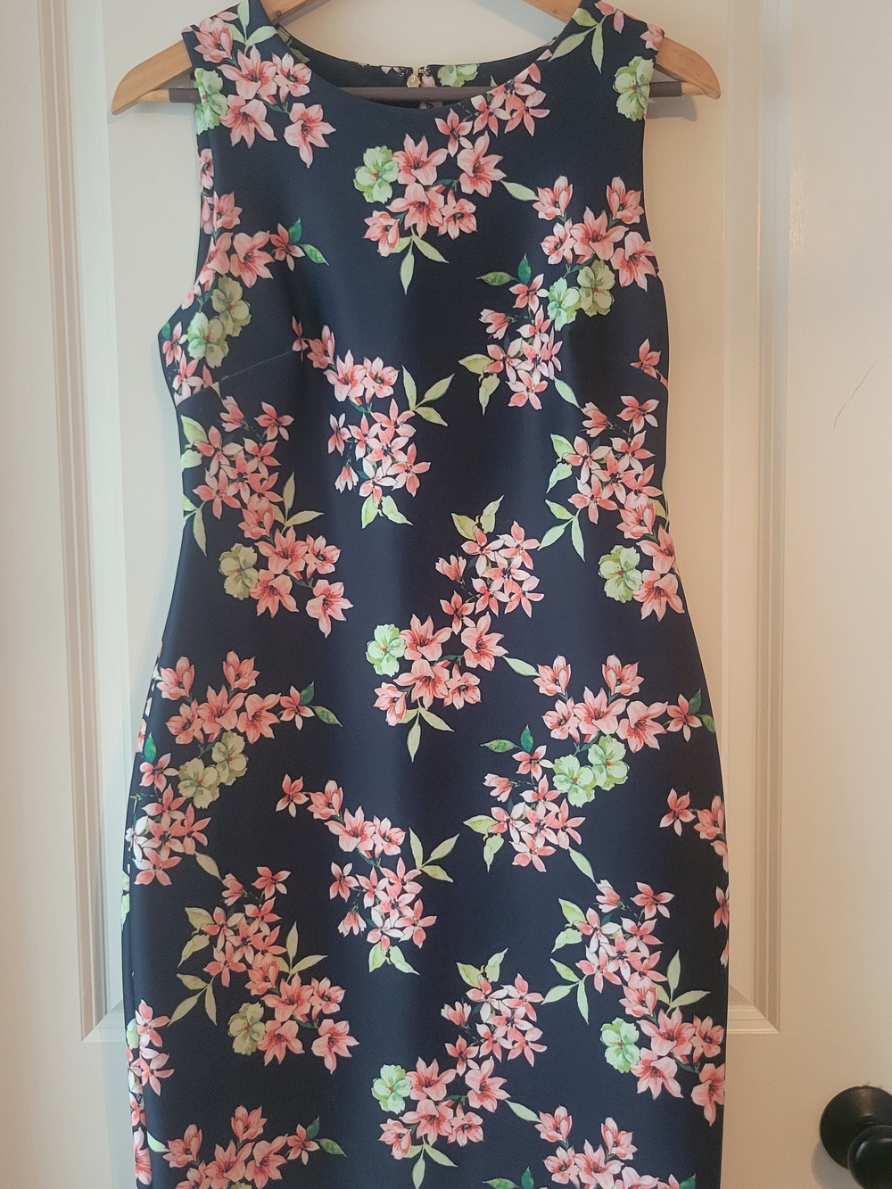Tommy Hilfiger Navy Midi Dress with Pink & Light Green Floral Print